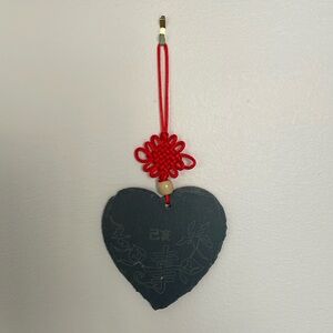 Feng shui slate stone heart wall hanging